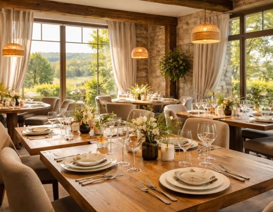 Sublimer un restaurant gastronomique dans la Meuse avec tables en chêne et vaisselle Bernardaud